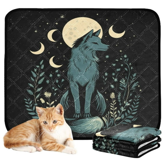 Qxltty The Moon Fox Cat litter Pads Pet Set of 3 Diaper Mats Center Anti-leakage Layer Absorbent Soft and Comfortable