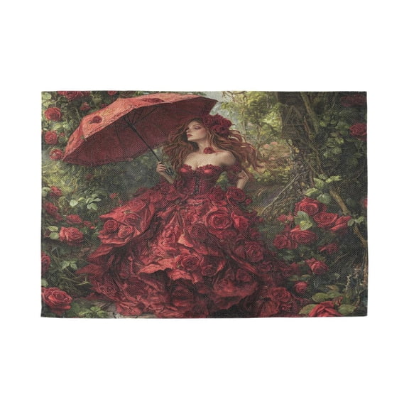 Qxltty The Rose Wedding Placemats Set of 1 Heat Resistant Non-Slip Place mat for Dining Table Washable Durable Polyester Woven Table Decorations