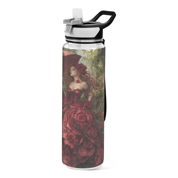 Qxltty The Rose Wedding Water Bottle 32 oz with Straw BPA Free Reusable Fitness Sport Bottle Perfect for Travel School Outdoors and Gym