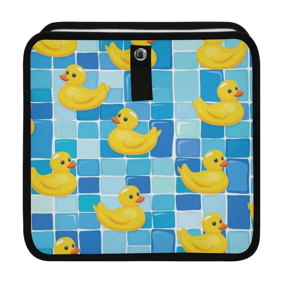 Qxltty Tile Yellow Duck Car Dumpster Collapsible Rear Seat Suspension Trash for Front Seat Center Console in Vehicle