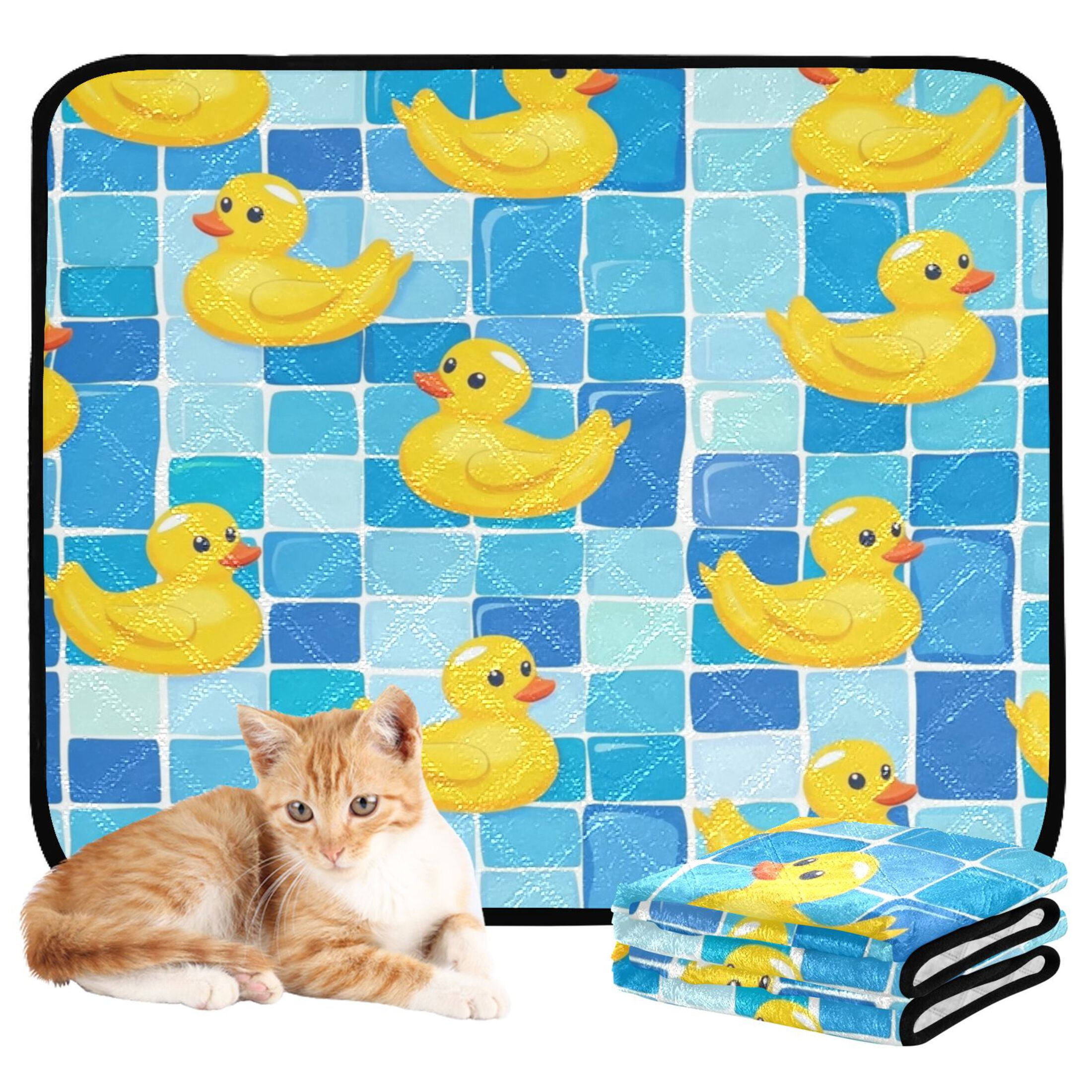 Qxltty Tile Yellow Duck Cat litter Pads Pet Set of 3 Diaper Mats Center Anti-leakage Layer Absorbent Soft and Comfortable