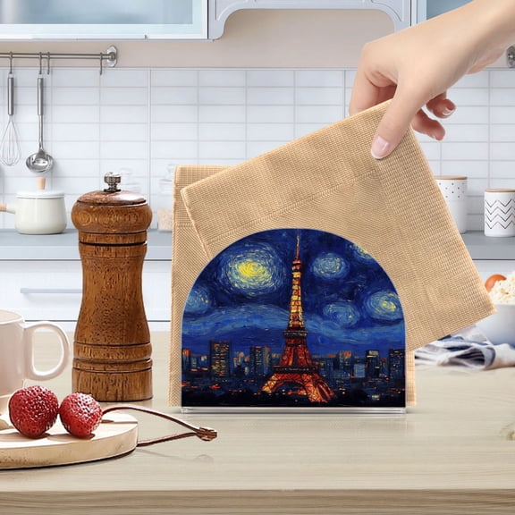 Qxltty Tokyo Tower Night View Acrylic Napkin Holder Set of 1 Transparent Dining Table Kitchen Cafeteria Home Decor 4.1x4.9x1.97in