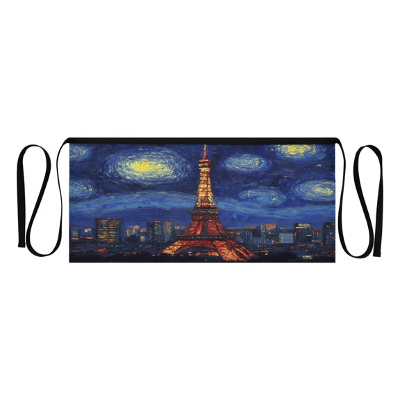 Qxltty Tokyo Tower Night View Kitchen Cooking Apron for Women Men with Pockets Waiter Short Aprons