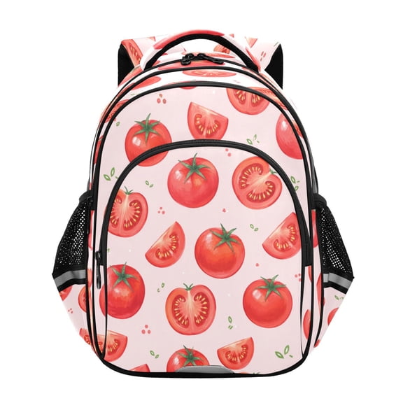 Qxltty Tomato Pattern Backpack Lightweight Multi Pocket Daypack Reflective Bookbag with Adjustable Straps