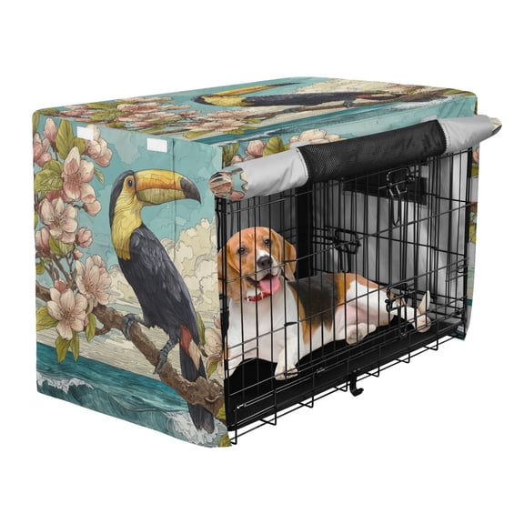 Qxltty Toucan Bird Crate Cover Durable Oxford Cloth Pet Kennel Sunshade Universal Fit for 35in Wire Cage