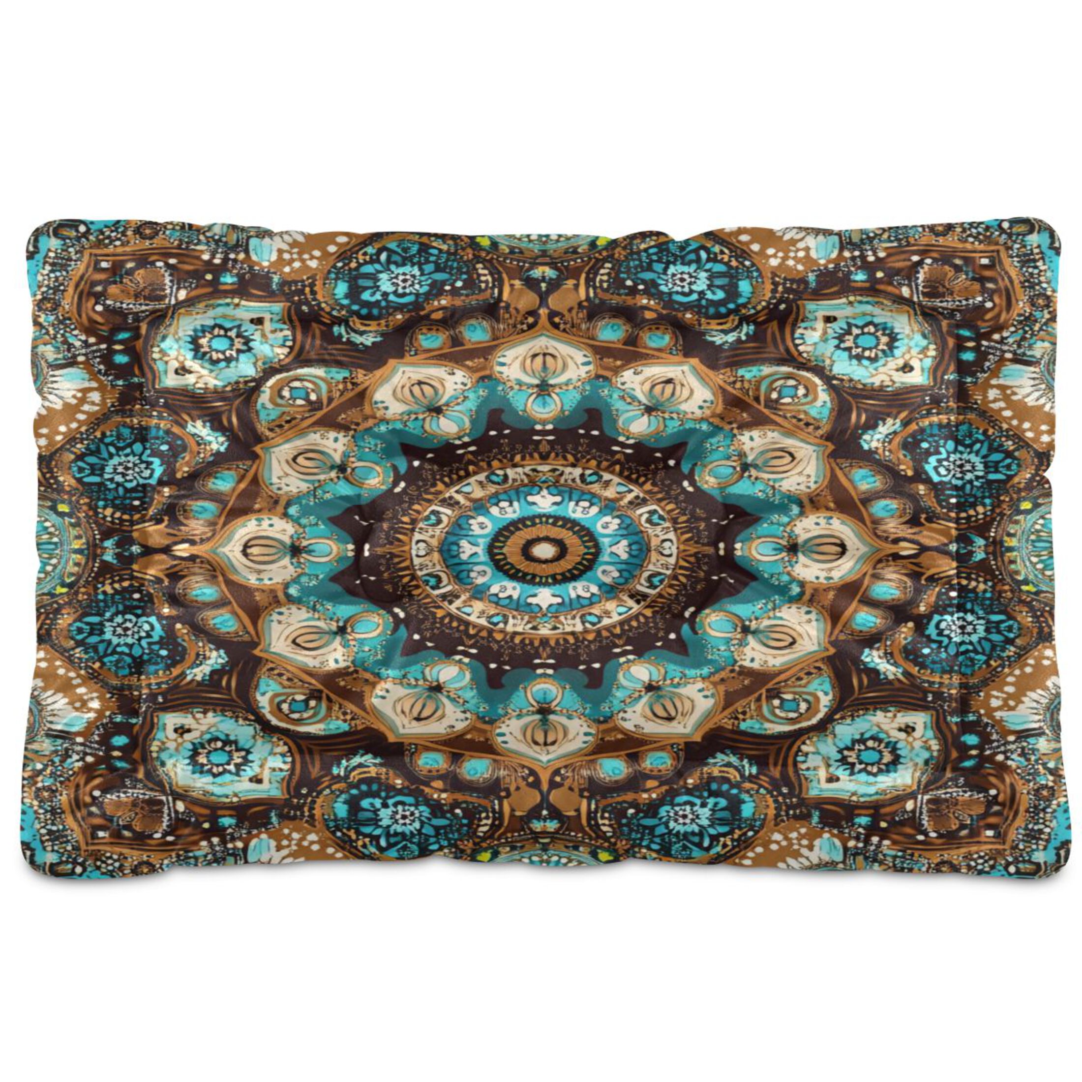 Qxltty Traditional Boho Pattern Ped Pad Wear-resistant and Hard to Bite Through Sleeping Pad for Small Medium Large Dogs Winter Pet Bed 36×24in