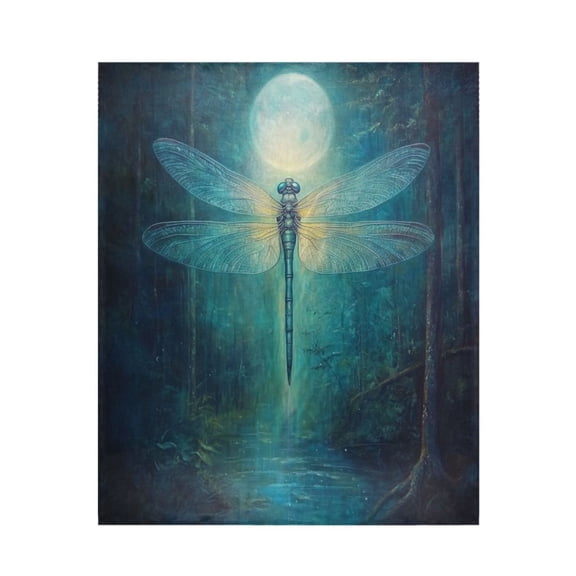 Qxltty Tranquility Dragonfly Soft Cozy Fluffy Blankets for Couch Sofa Chair Bed Camping Picnic Travel Lightweight Bed 5060inch