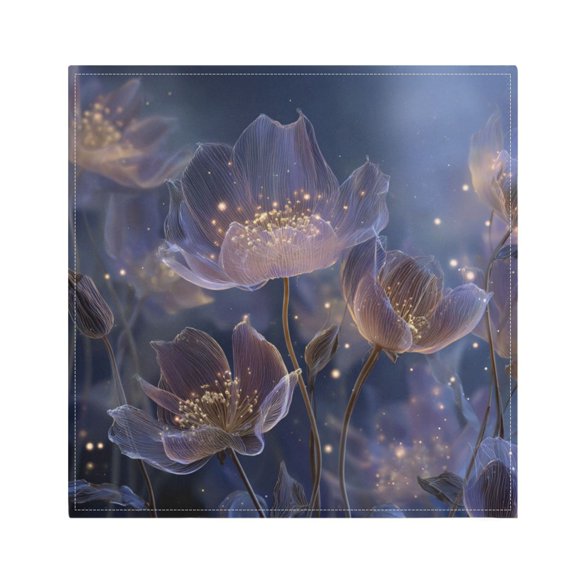 Qxltty Transparent Purple Flowers Napkins 20×20in Perfect for Parties Dinners Weddings Cocktail Housewarming Cloth Napkins Set of 6