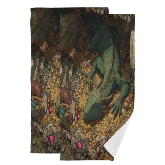 Qxltty Treasure Dragon Face Towel Set of 2 Polyester Cotton Soft Bath Towels for Bathroom Kitchen Hotel Spa 28.3x14.4in