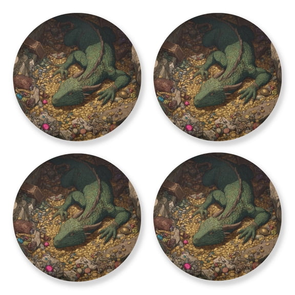Qxltty Treasure Dragon Wooden Coasters Set of 4 Fun and Practical Perfectly Non-Slip Warm Home Accent