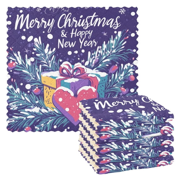 Qxltty Tree Branches Wrapped in Beautiful Gift Box Design Kitchen Towels Set of 6 Ultra Soft Absorbent Quick Drying Dish Cloths 11 x 11in