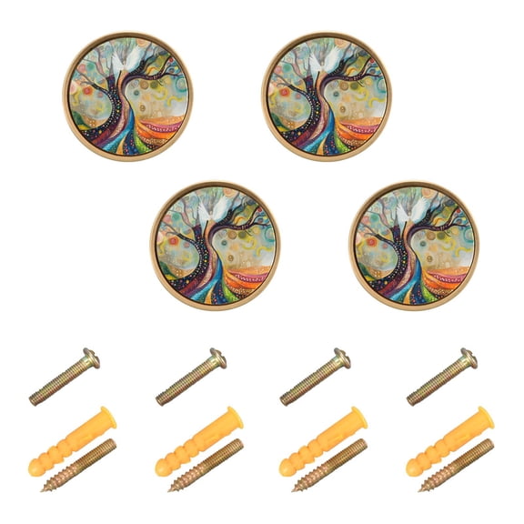 Qxltty Tree Of Angels Cabinet Knobs Kitchen Drawer Knobs Round Door Pulls Dressing Table Wardrobe Closet Knob Handles Decorative Set of 4