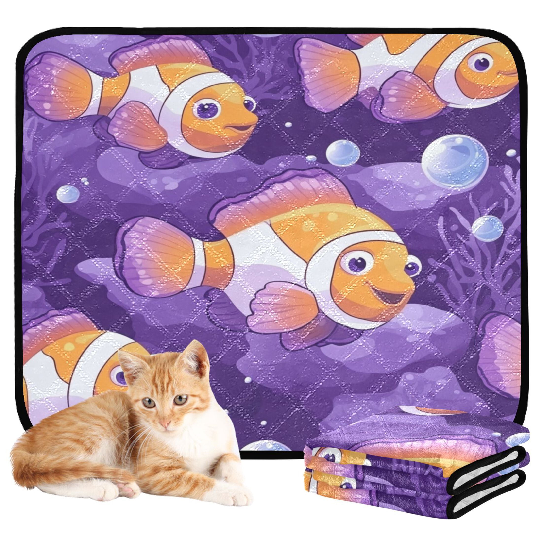 Qxltty Tropical Clownfish Cat litter Pads Pet Set of 3 Diaper Mats Center Anti-leakage Layer Absorbent Soft and Comfortable