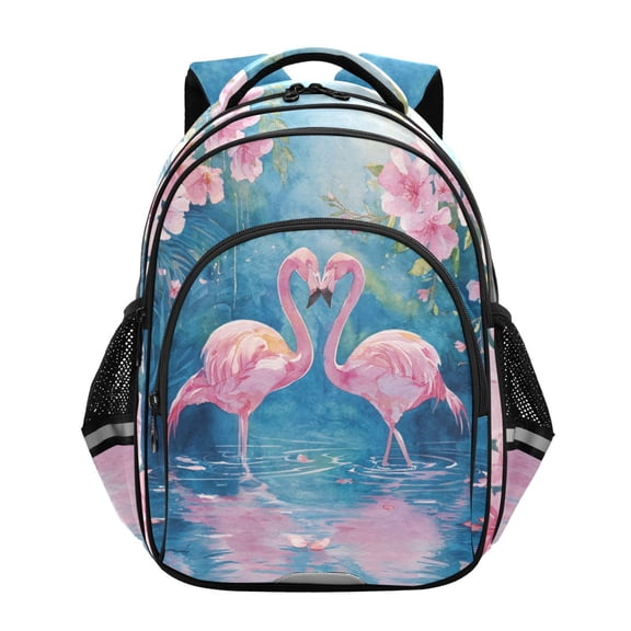Qxltty Tropical Flamingo Backpack Lightweight Multi Pocket Daypack Reflective Bookbag with Adjustable Straps