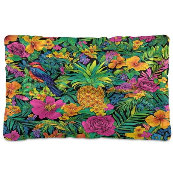 Qxltty Tropical Pineapple Ped Pad Wear-resistant and Hard to Bite Through Sleeping Pad for Small Medium Large Dogs Winter Pet Bed 36×24in