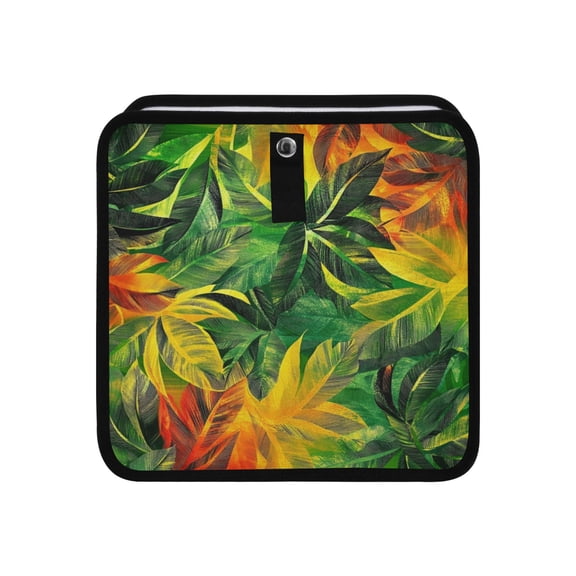 Qxltty Tropical Summer Leaf Pattern Car Dumpster Collapsible Rear Seat Suspension Trash for Front Seat Center Console in Vehicle
