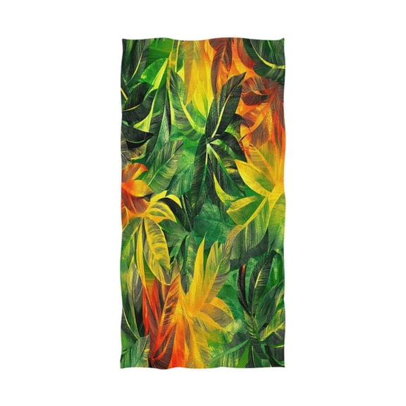 Qxltty Tropical Summer Leaf Pattern Extra Large Bath Towel 32"x64" Super Soft Highly Absorbent Quick Dry Shower Towel for Hotel Bathroom Guest Spa Gym