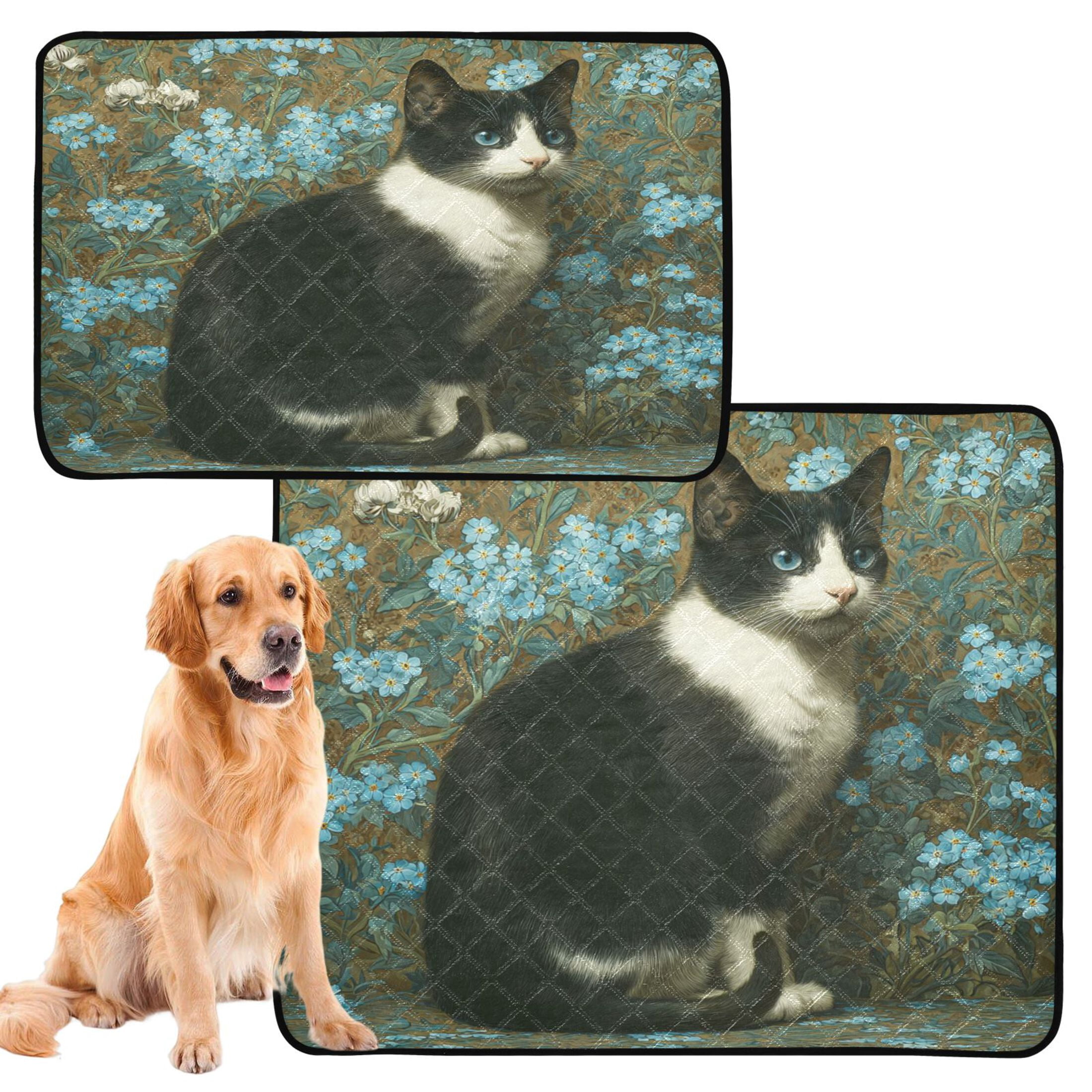 Qxltty Tuxedo Cat Cat litter Pads Pet Set of 2 Diaper Mats Center Anti-leakage Layer Absorbent Soft and Comfortable