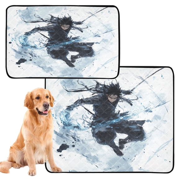 Qxltty Twin Sword Ninjas Cat litter Pads Pet Set of 2 Diaper Mats Center Anti-leakage Layer Absorbent Soft and Comfortable