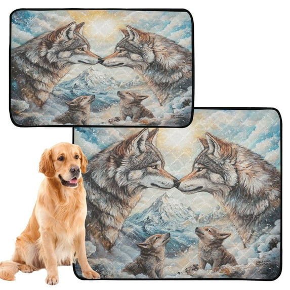 Qxltty Two Wolf Kings Cat litter Pads Pet Set of 2 Diaper Mats Center Anti-leakage Layer Absorbent Soft and Comfortable