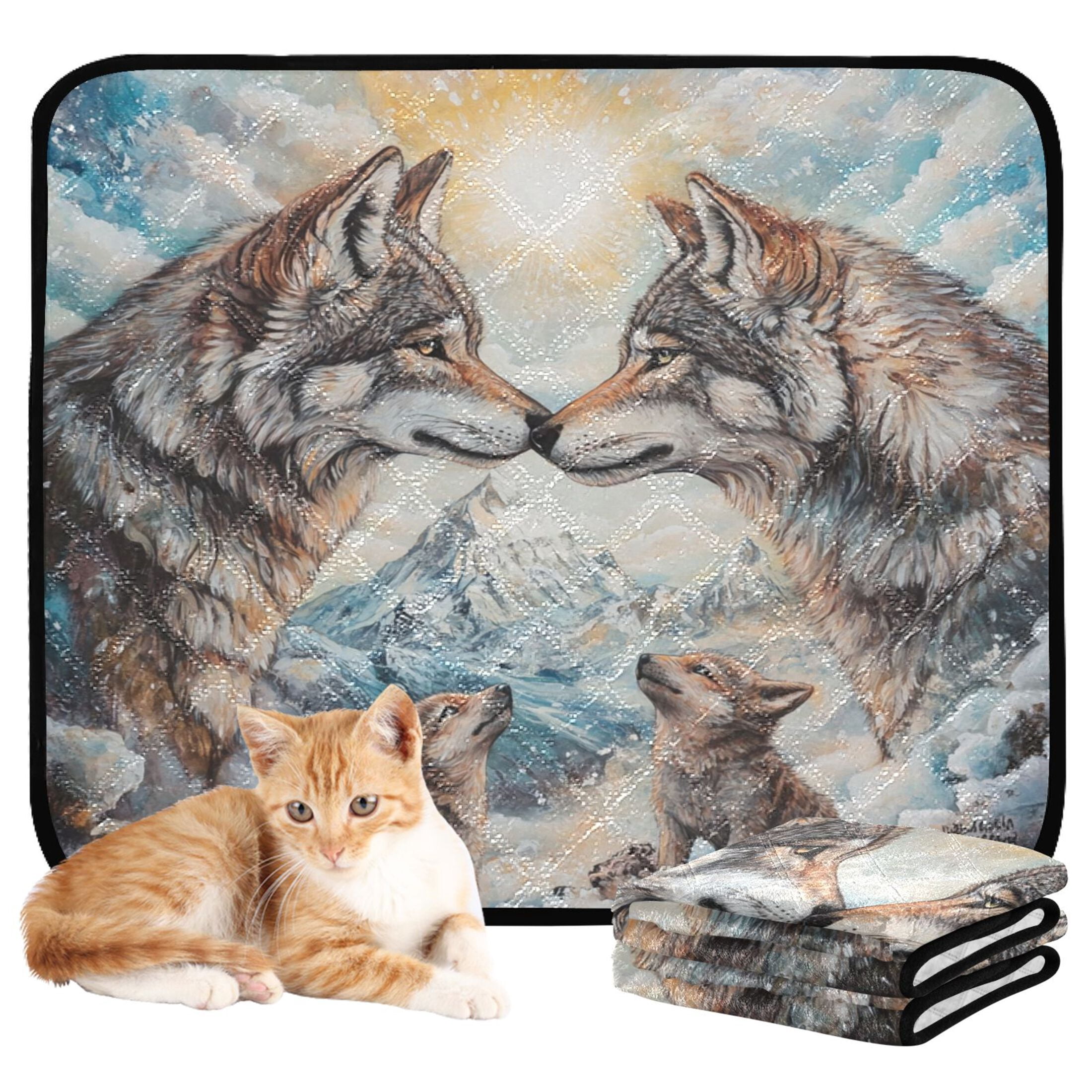Qxltty Two Wolf Kings Cat litter Pads Pet Set of 3 Diaper Mats Center Anti-leakage Layer Absorbent Soft and Comfortable