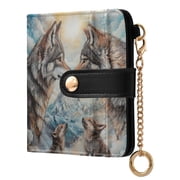 Qxltty Two Wolf Kings Ladies Wallet Rfid Slim Thin Compact Credit Card Women Wallet Zipper Coin Pocket and ID Window for Female Gifts
