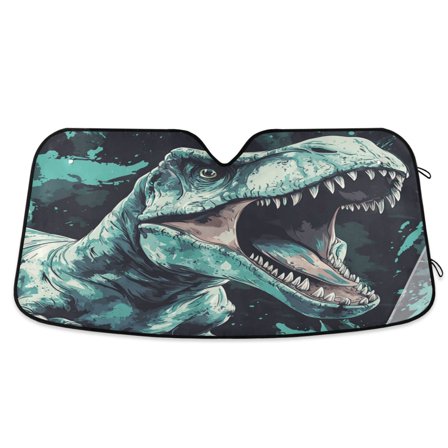 Qxltty Tyrannosaurus Rex Car Windshield Sunshades Foldable UV Rays Sun Visor Protector Keep Your Vehicle Cool 53×23.5in