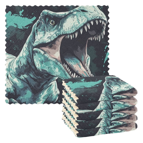 Qxltty Tyrannosaurus Rex Kitchen Towels Set of 6 Ultra Soft Absorbent Quick Drying Dish Cloths 11 x 11in
