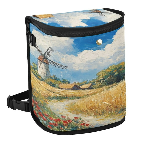 Qxltty Ukrainian Landscape Car Trash Can with Lid Vehicle Backseat Hanging Leak Proof Storage Bin