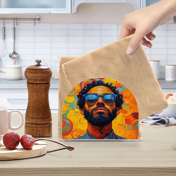 Qxltty Uncle Art Curly Acrylic Napkin Holder Set of 1 Transparent Dining Table Kitchen Cafeteria Home Decor 4.1x4.9x1.97in