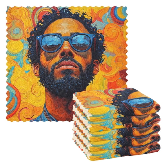 Qxltty Uncle Art Curly Kitchen Towels Set of 6 Ultra Soft Absorbent Quick Drying Dish Cloths 11 x 11in