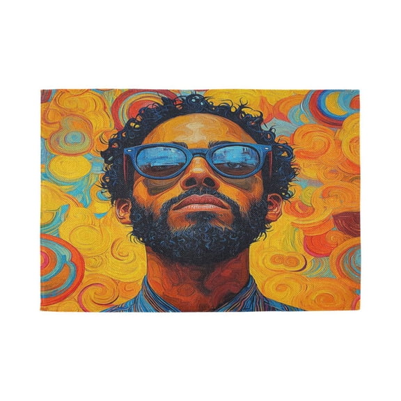 Qxltty Uncle Art Curly Placemats Set of 1 Heat Resistant Non-Slip Place mat for Dining Table Washable Durable Polyester Woven Table Decorations