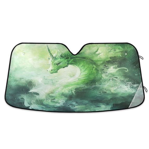 Qxltty Unicorn Dragon Car Windshield Sunshades Foldable UV Rays Sun Visor Protector Keep Your Vehicle Cool 57×31.5in