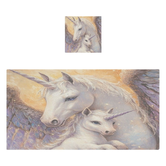 Qxltty Unicorn Family Bath and Hand Towel Set 100% Cotton Towels for Bathroom Soft Durable and Absorbent
