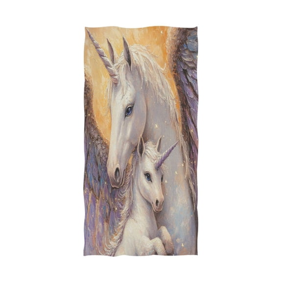 Qxltty Unicorn Family Extra Large Bath Towel 32"x64" Super Soft Highly Absorbent Quick Dry Shower Towel for Hotel Bathroom Guest Spa Gym