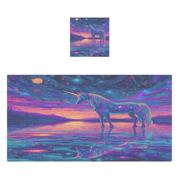 Qxltty Unicorn Horse Bath and Hand Towel Set 100% Cotton Towels for Bathroom Soft Durable and Absorbent