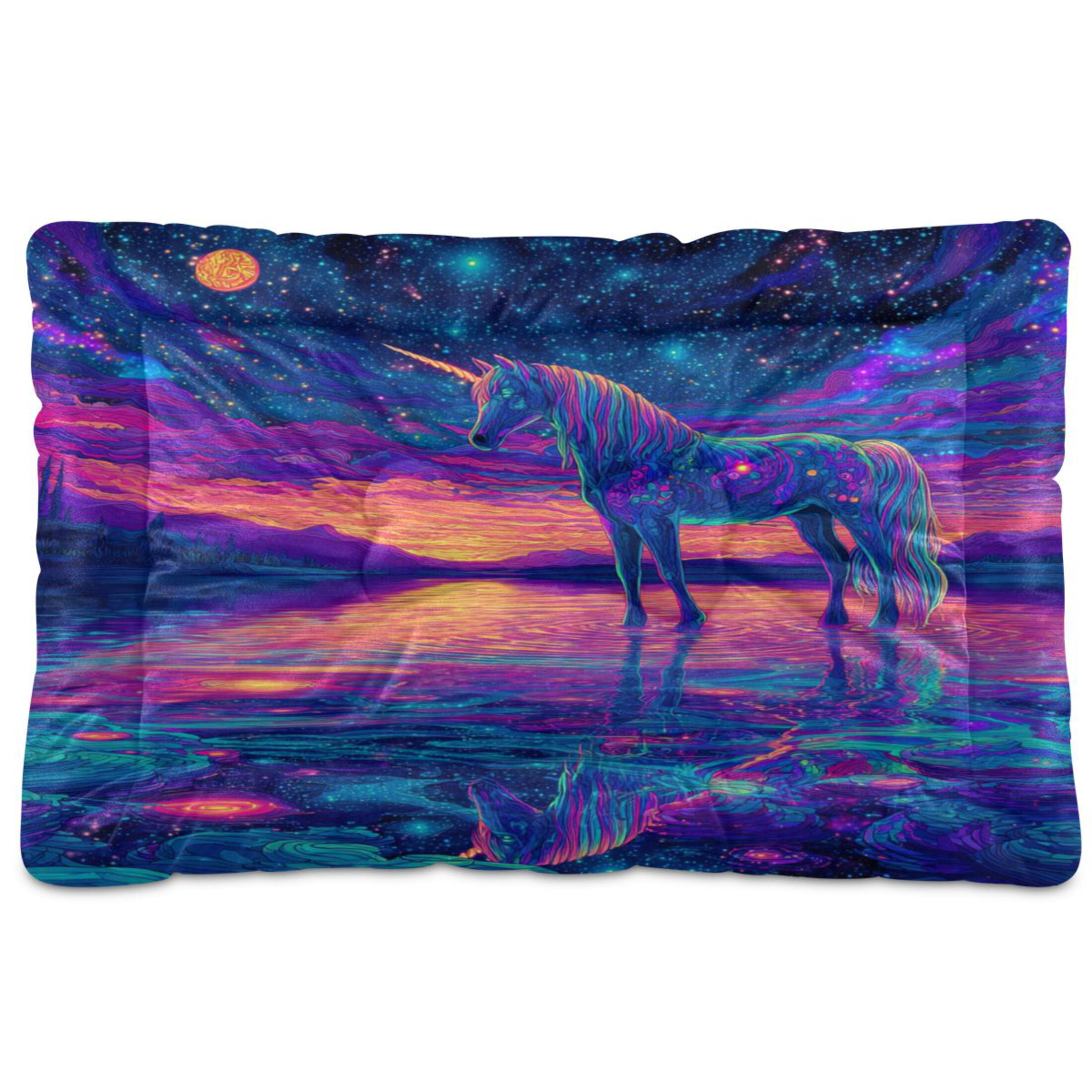 Qxltty Unicorn Horse Ped Pad Wear-resistant and Hard to Bite Through Sleeping Pad for Small Medium Large Dogs Winter Pet Bed 36×24in