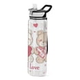 thumbnail image 1 of Qxltty Valentine Teddy Bear Water Bottle 32 oz with Straw BPA Free Reusable Fitness Sport Bottle Perfect for Travel School Outdoors and Gym, 1 of 7