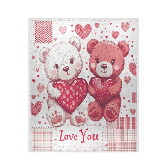 Qxltty Valentine Teddy Bears Soft Cozy Fluffy Blankets for Couch Sofa Chair Bed Camping Picnic Travel Lightweight Bed 5060inch