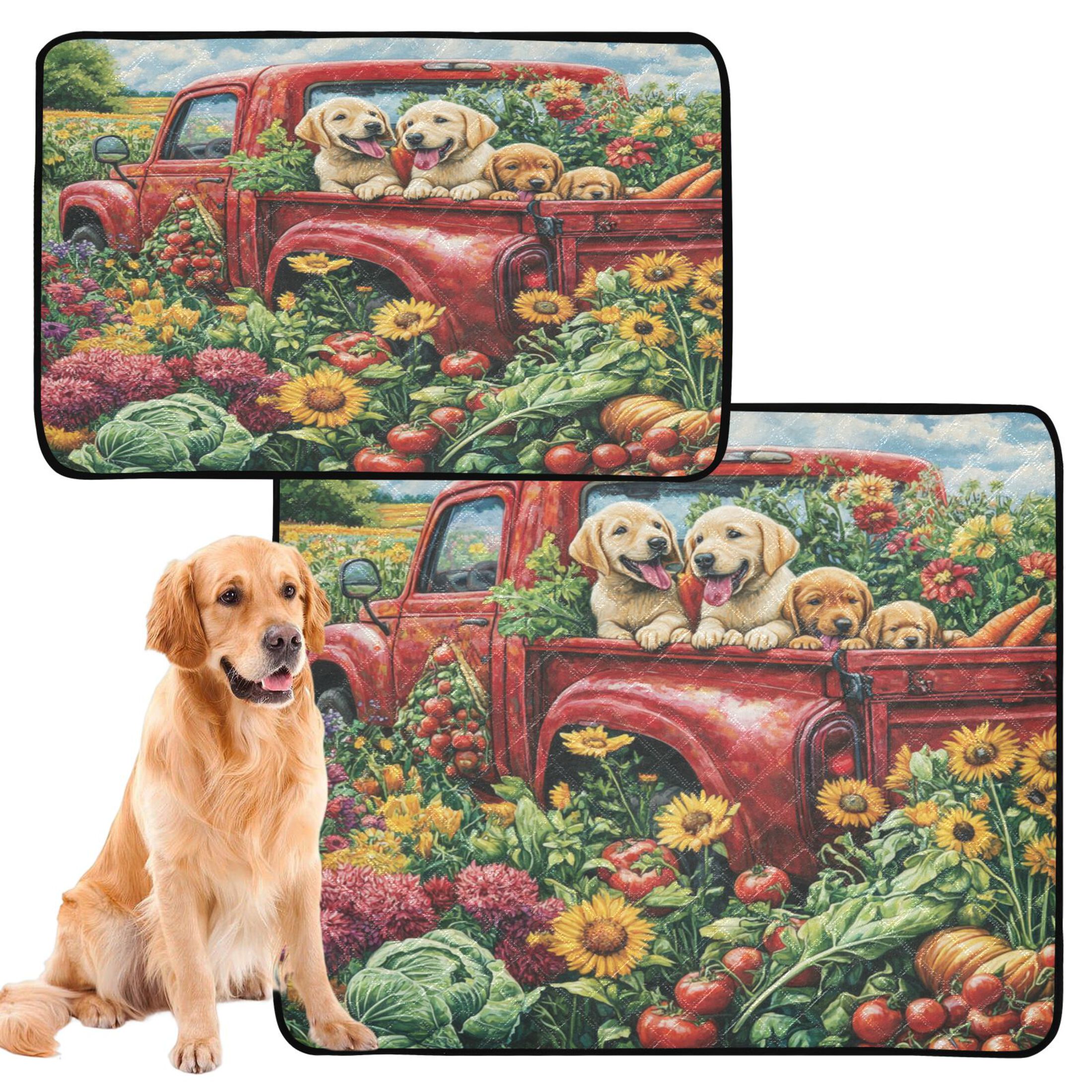 Qxltty Vegetable Truck Cat litter Pads Pet Set of 2 Diaper Mats Center Anti-leakage Layer Absorbent Soft and Comfortable