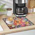 thumbnail image 1 of Qxltty Vibrant Floral Pattern Leather Drying Mat for Kitchen Countertops Coffee Mats Hide Stain Quickly Absorbs Water Tableware Decor, 1 of 6