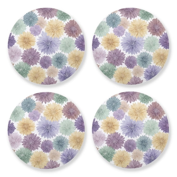 Qxltty Vibrant Floral Wooden Coasters Set of 4 Fun and Practical Perfectly Non-Slip Warm Home Accent