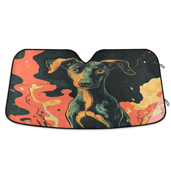 Qxltty Vibrant Style Dog Pattern Car Windshield Sunshades Foldable UV Rays Sun Visor Protector Keep Your Vehicle Cool 53×23.5in