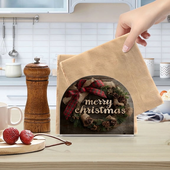 Qxltty Vintage Oak Hoop Acrylic Napkin Holder Set of 1 Transparent Dining Table Kitchen Cafeteria Home Decor 4.1x4.9x1.97in