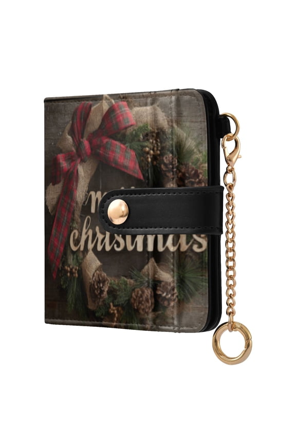 Vintage Oak Hoop Ladies Wallet Rfid Slim Thin Compact Credit Card Women Wallet Zipper Coin Pocket and ID Window for Female Gifts