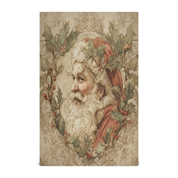 Qxltty Vintage Santa Kitchen Towels 28 x 18 Inch Soft Cotton Linen Feel Dish Towels with Hanging Loop for Drying, Cleaning & Decor