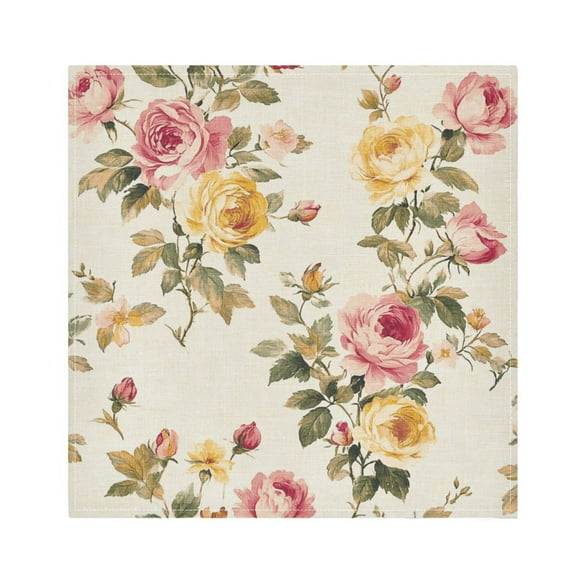 Qxltty Vintage Shabby Chic Floral Pattern with Roses Napkins 20×20in Perfect for Parties Dinners Weddings Cocktail Housewarming Cloth Napkins Set of 6