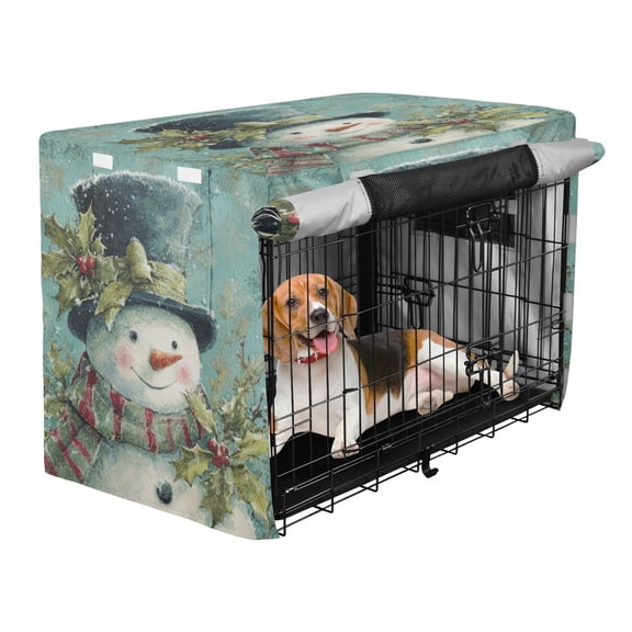 Qxltty Vintage Snowman Crate Cover Durable Oxford Cloth Pet Kennel Sunshade Universal Fit for 40in Wire Cage