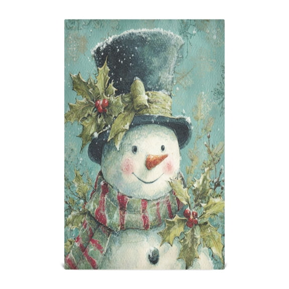 Qxltty Vintage Snowman Kitchen Towels 28 x 18 Inch Soft Cotton Linen Feel Dish Towels with Hanging Loop for Drying, Cleaning & Decor