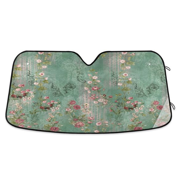 Qxltty Vintage Vine Car Windshield Sunshades Foldable UV Rays Sun Visor Protector Keep Your Vehicle Cool 55×27.6in